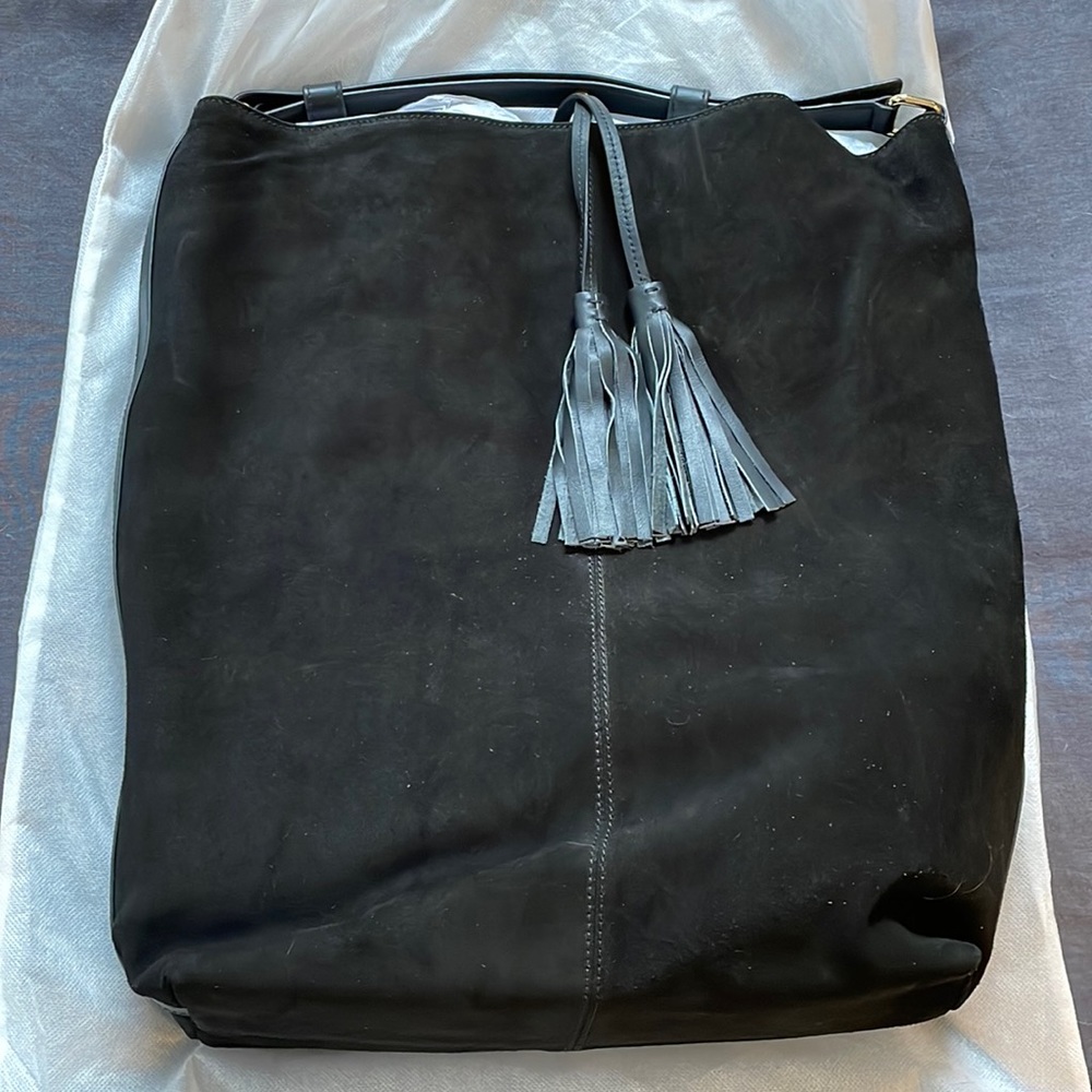 Lisa Robertson Black Angelina Suede Bucket Bag, NWT!